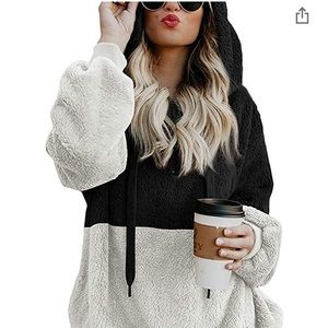 Womens Faux Fleece Zip Pullover Hoodies Coat